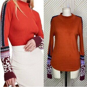 Free People Switch It Up Cuff Thermal Top Orange Multi Size US Medium